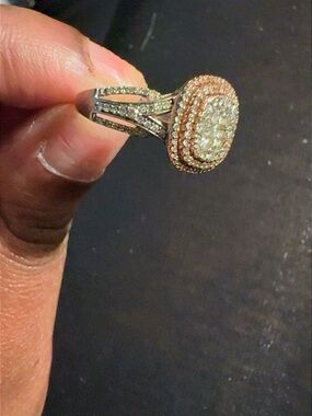 Kay Jewelers Two-Tone Rose and White Gold Diamond Halo Ring